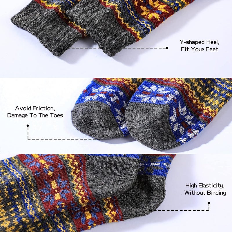 Pleneal Wool Socks for Women - Womens Winter Warm Wool Sock Men Cozy Knit Boots Socks for Women - Image 4